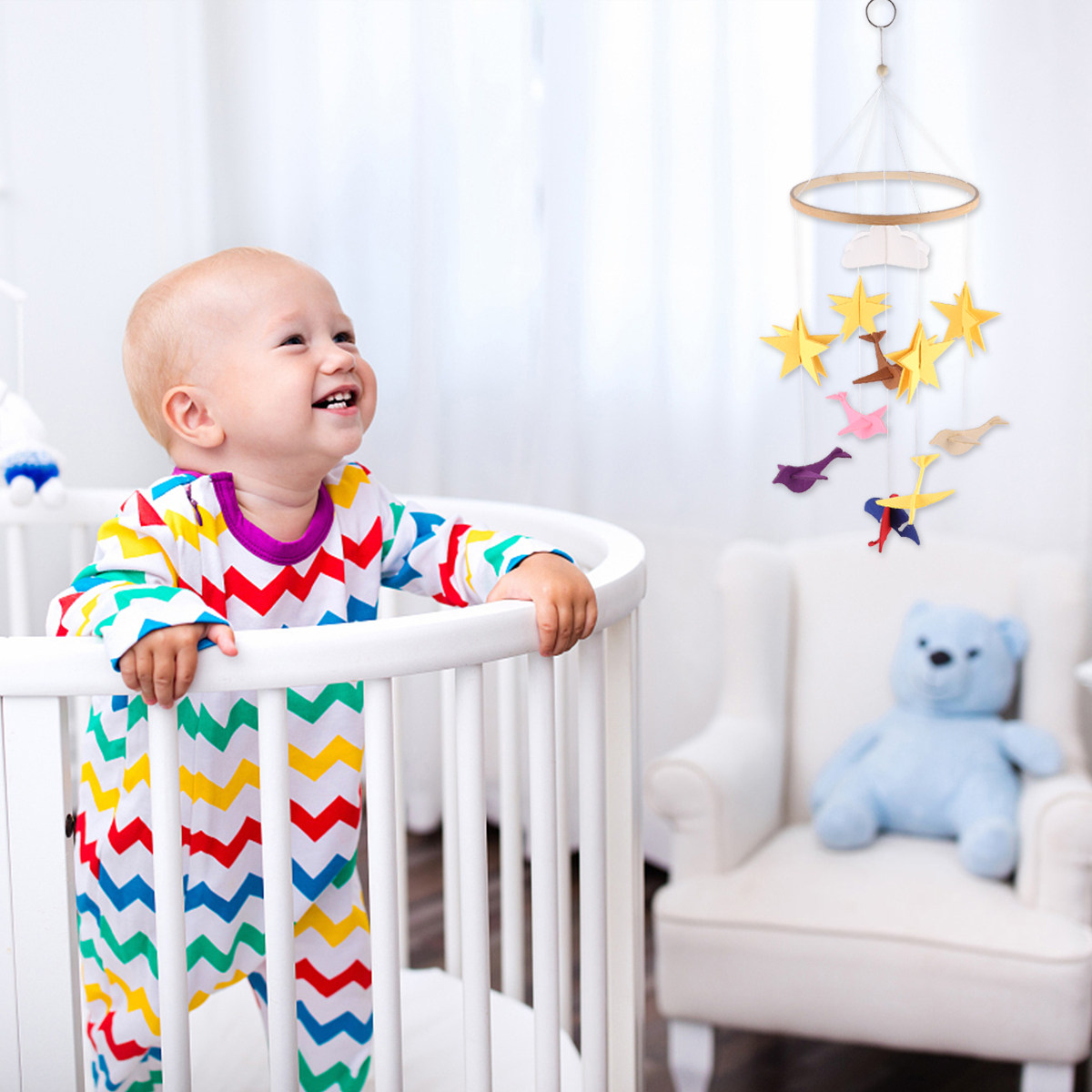 Baby Nursery Girl Room - ของตกแต่งแขวนเปลเด็ก 1 ชิ้น โมบายแขวนคุณภาพพรีเมียม จี้ผ้าสักหลาด ของตกแต่งห้องเด็กอ่อนสุดประณีต