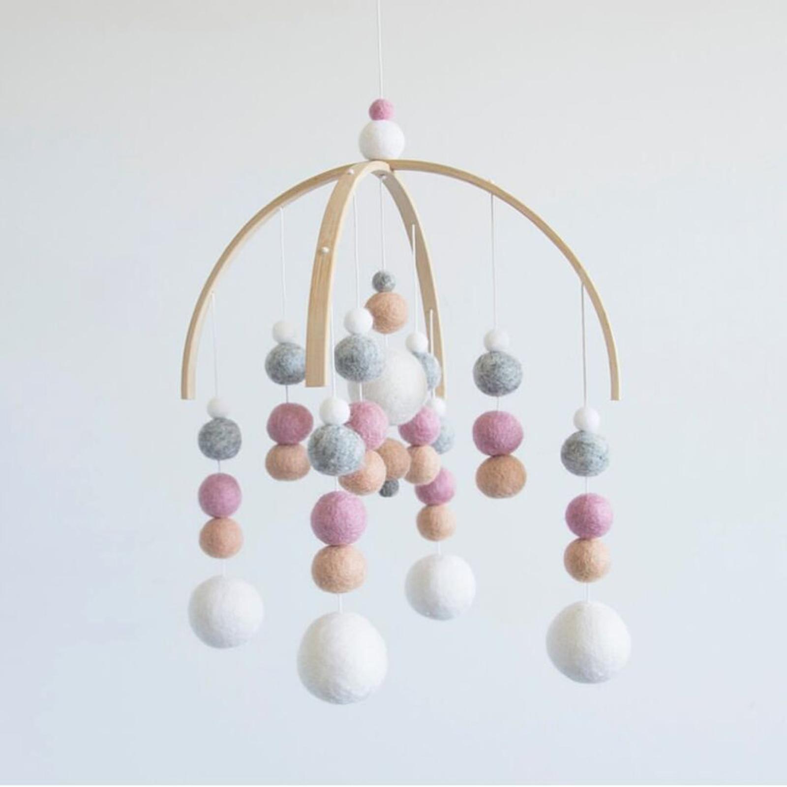 Baby Nursery Mobile - ชุดโครงไม้แขวนสำหรับของเล่นหมุนตกแต่งห้องเด็กอ่อน ของเล่นเขย่ามือสำหรับเด็ก ของเล่นติดเบาะรถยนต์และรถเข็นเด็ก อุปกรณ์ DIY