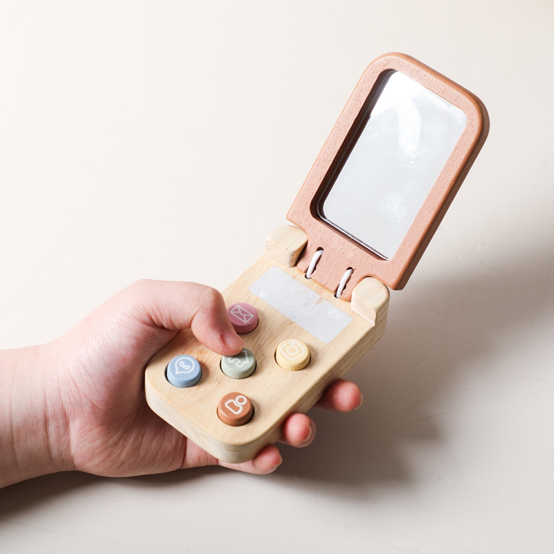 Baby Nursery Mobile - ของเล่นมอนเตสซอรี่สำหรับเด็กทารก ของเล่นฝึกนิ้วมือ ของเล่นไม้รูปโทรศัพท์แบบพลิกได้ ของเล่นโทรศัพท์มือถือสำหรับเด็ก ของขวัญสำหรับเด็ก