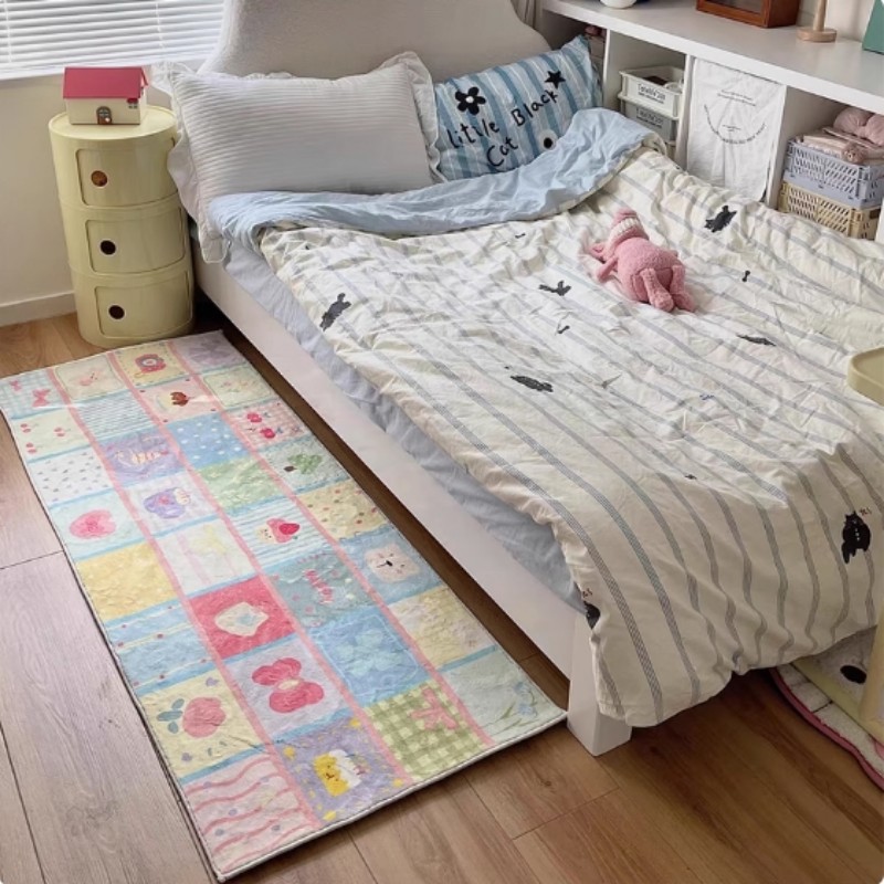 Baby Nursery Rug - VIKAMA กลางแจ้งพรมข้างเตียงการ์ตูนลายน่ารักห้องนอนข้างเตียงห้องโถงซักรีดพรมหน้าต่าง Home Decor เสื่อชั้นกลางแจ้ง