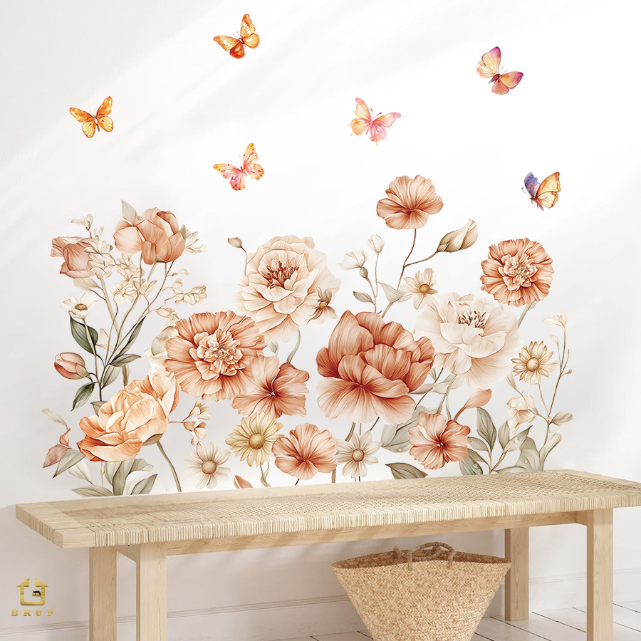 Baby Nursery Plants - Boho ดอกไม้สีน้ําสติ๊กเกอร์ติดผนัง Wildflower ดอกไม้ Daisy สําหรับทารกเด็กทารกห้องนอนห้องนั่งเล่นผนังตกแต่ง