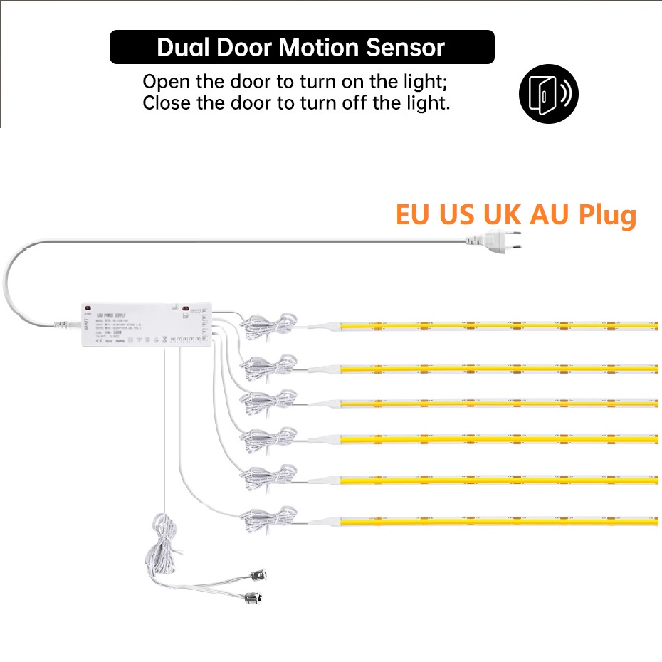 Drawer Dresser White - ไฟแถบ LED COB 12V พร้อมปลั๊ก AU