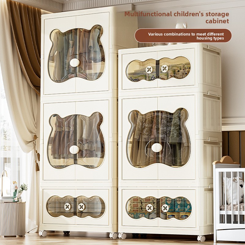 Closet Organizer Baby - ตู้เก็บของเด็กแบบพกพา ตู้เสื้อผ้าเด็กแบบพับได้ ตู้เก็บของพลาสติกสำหรับเด็ก กล่องเก็บของปลอดภัย ตู้เก็บของ
