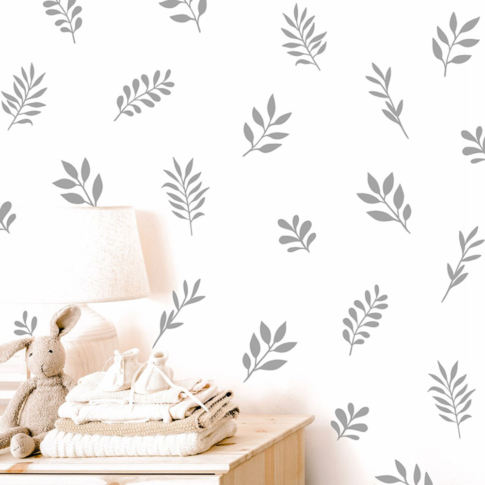 Baby Nursery Plants - 41 ชิ้น Botanical Leaf สติ๊กเกอร์ติดผนังห้องเด็กเล่นห้องนอนธรรมชาติต้นไม้ใบรูปลอกผนังเด็กทารกไวนิล Home