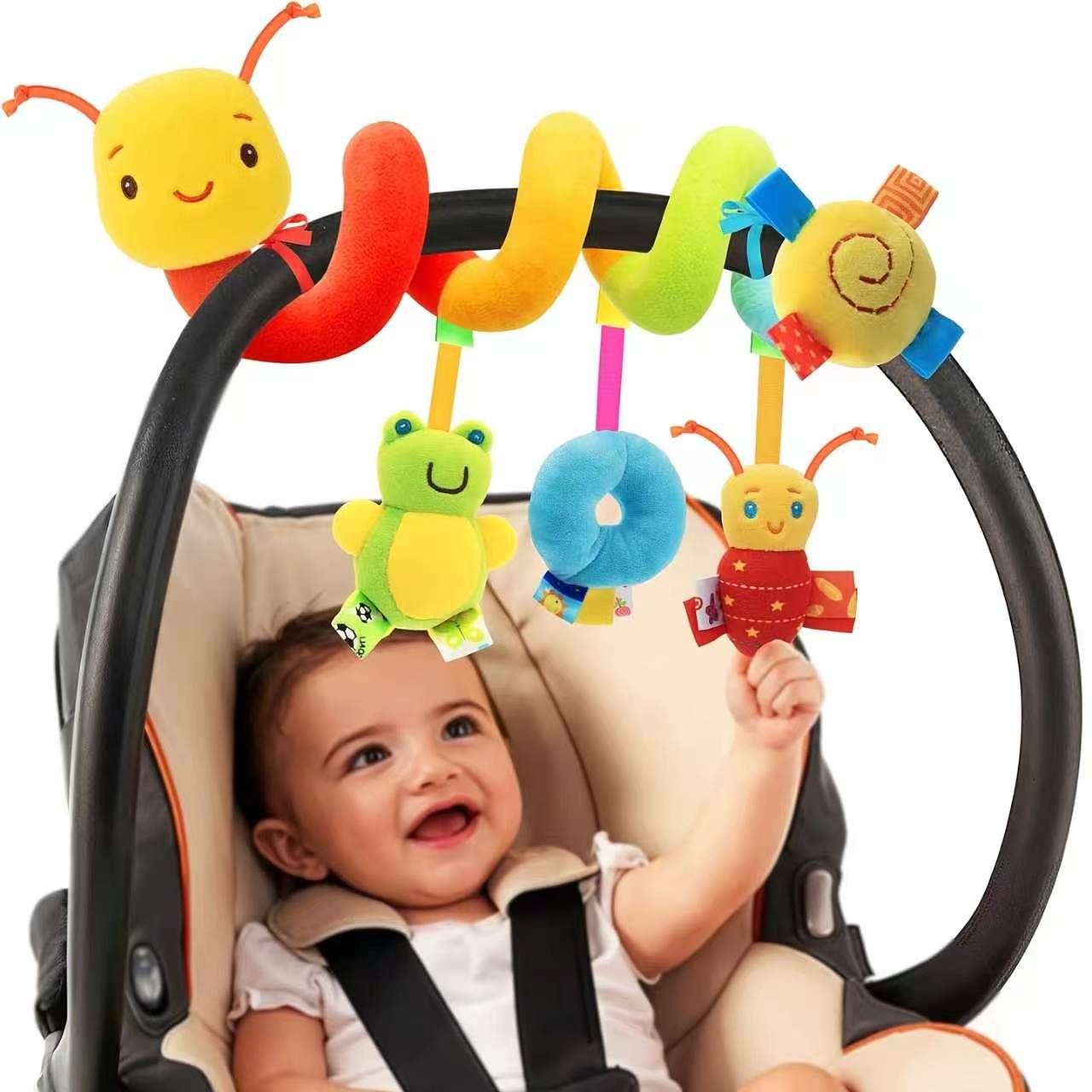 Baby Nursery Mobile - ของเล่นแขวนรูปผึ้งน่ารักสำหรับโมบายเปลเด็กและตกแต่งรถยนต์ ตุ๊กตาสัตว์นุ่มนิ่มสำหรับแขวนเตียงเด็ก พร้อมกระดิ่งนิรภัย สำหรับเด็กทารกและเด็กเล็ก