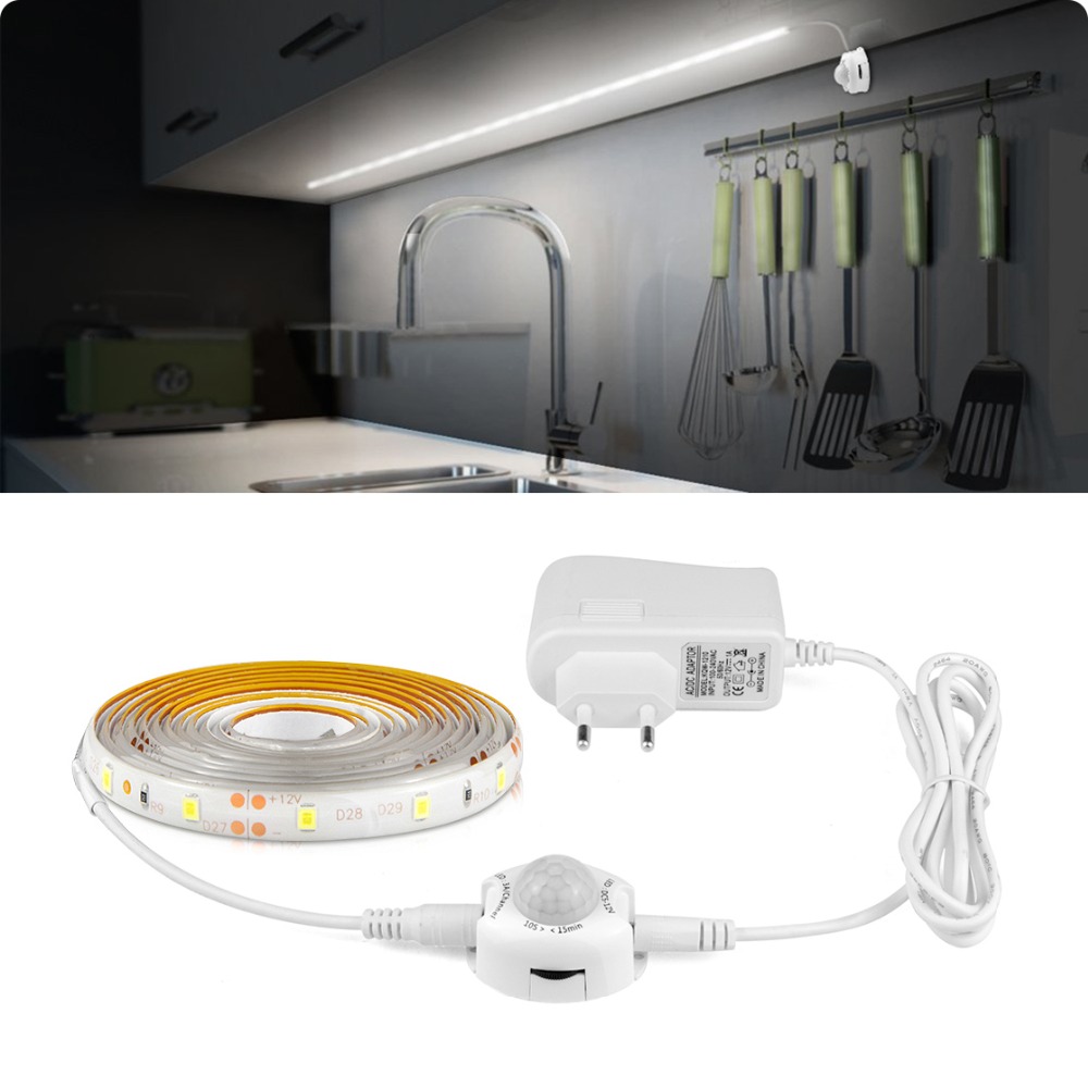 Drawer Dresser White - ไฟ LED แบบไร้สายพร้อมเซ็นเซอร์ตรวจจับความเคลื่อนไหว PIR 12V เปิด/ปิดอัตโนมัติ