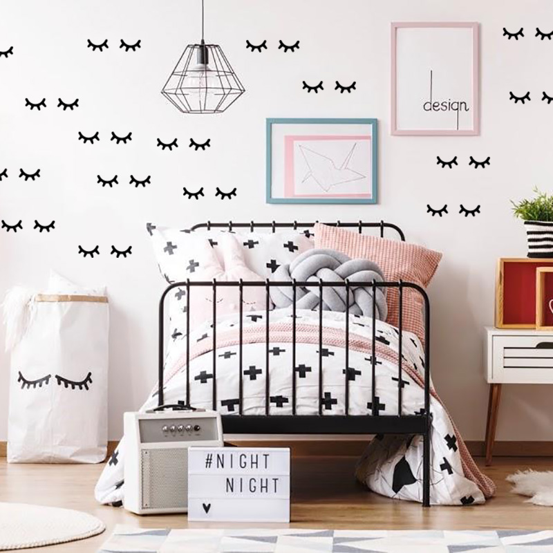 Baby Nursery Girl Room - เด็กตกแต่งห้อง Eyelash สติ๊กเกอร์ติดผนังเด็กน่ารักสติกเกอร์ Nordic สาวตกแต่งห้องนอน