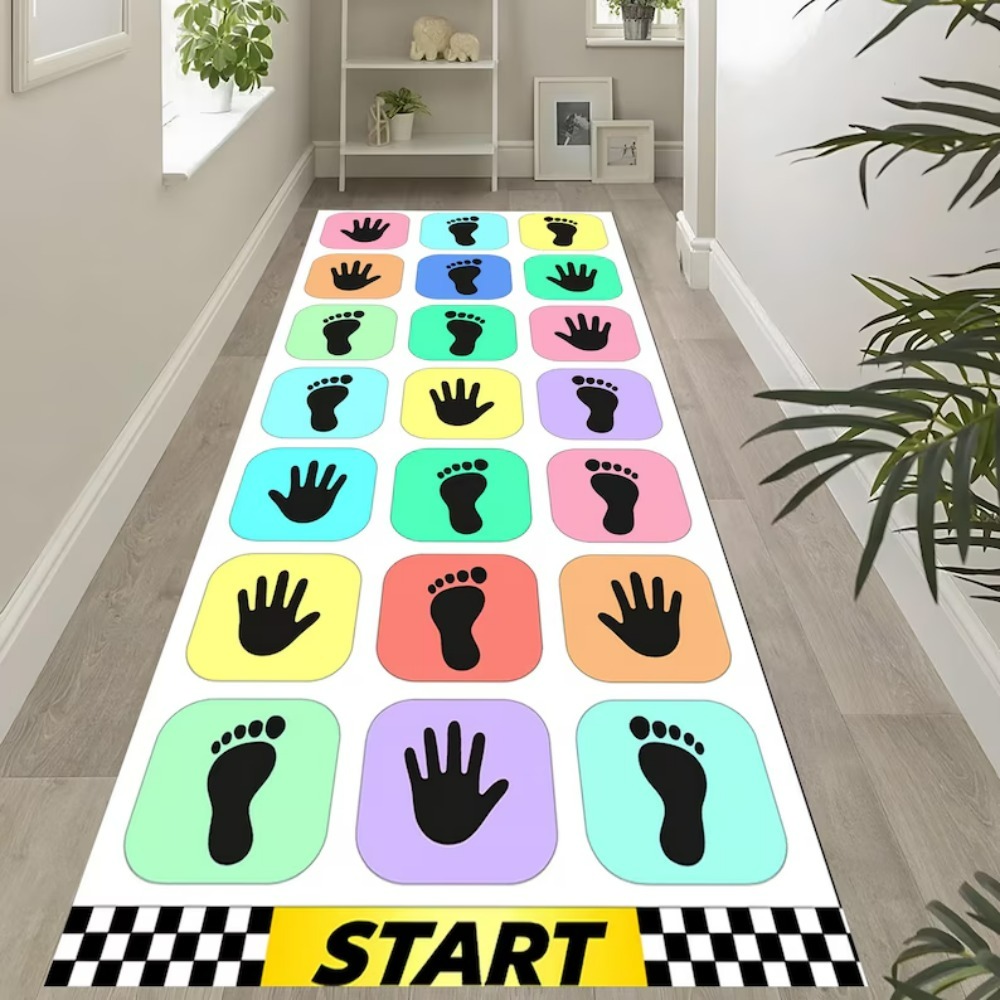 Baby Nursery Rug - พรมลายมือและรอยเท้าสำหรับเด็ก พรมเล่นสีพาสเทล ตกแต่งห้องเด็ก ห้องนอน ห้องนั่งเล่น ทางเดิน