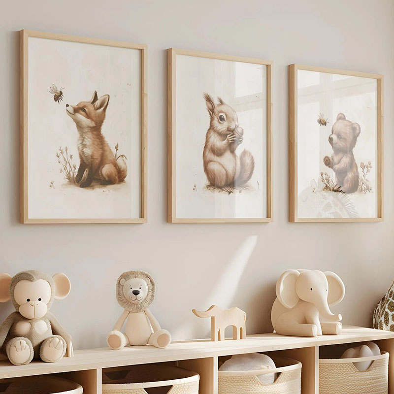 Animals Baby Nursery - หมี กระต่าย สุนัขจิ้งจอก กวางกระต่าย หนู โปสเตอร์สัตว์