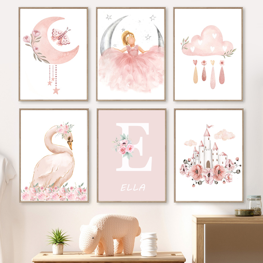 Pink Angel Girl Sun Moon Cloud - Animals Baby Nursery บทวิจารณ์และราคา