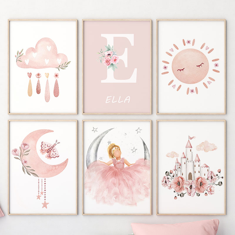 Pink Angel Girl Sun Moon Cloud - Animals Baby Nursery บทวิจารณ์และราคา
