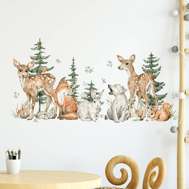 การ์ตูนสีน้ําสัตว์ป่ากวางพืชสต - Baby Nursery Plants บทวิจารณ์และราคา