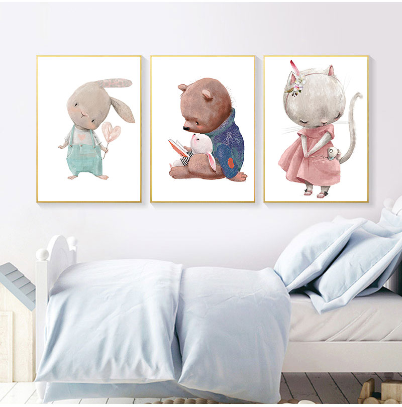 ภาพพิมพ์ศิลปะตกแต่งแบบไม่มีกรอ - Animals Baby Nursery บทวิจารณ์และราคา
