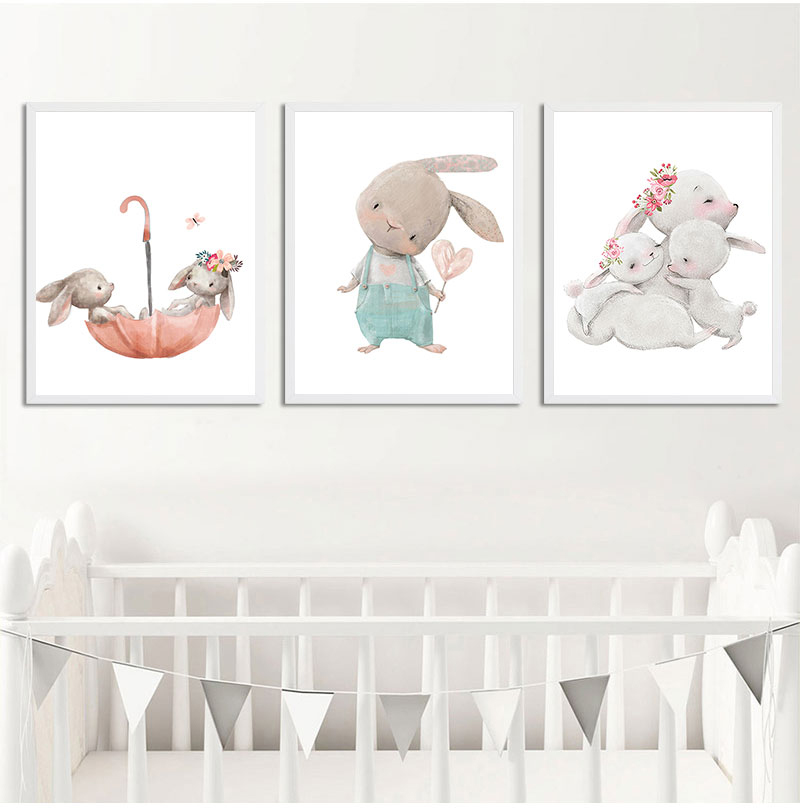 ภาพพิมพ์ศิลปะตกแต่งแบบไม่มีกรอ - Animals Baby Nursery บทวิจารณ์และราคา