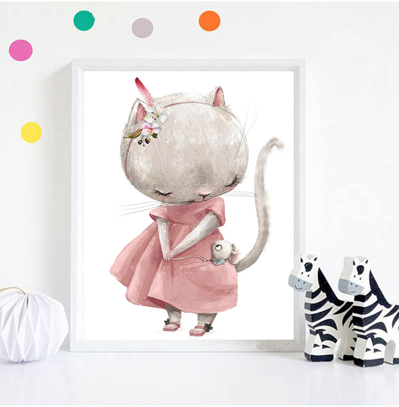 ภาพพิมพ์ศิลปะตกแต่งแบบไม่มีกรอ - Animals Baby Nursery บทวิจารณ์และราคา
