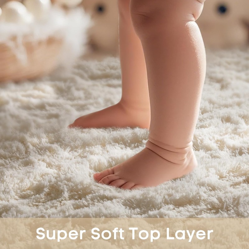 พรมกลมสีครีมขาว นุ่มฟู ขนยาว ส - Baby Nursery Rug บทวิจารณ์และราคา