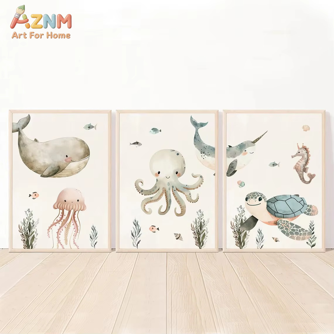 AZNM สีน้ำน่ารักสัตว์ทะเลศิลปะ - Animals Baby Nursery บทวิจารณ์และราคา
