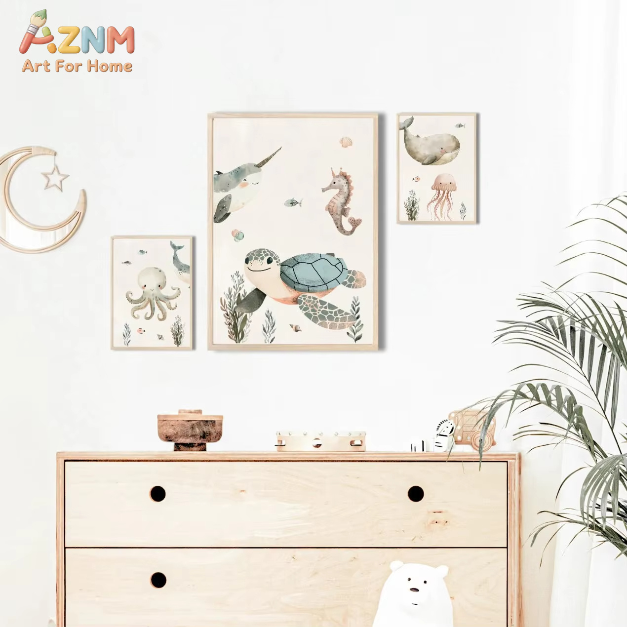 AZNM สีน้ำน่ารักสัตว์ทะเลศิลปะ - Animals Baby Nursery บทวิจารณ์และราคา