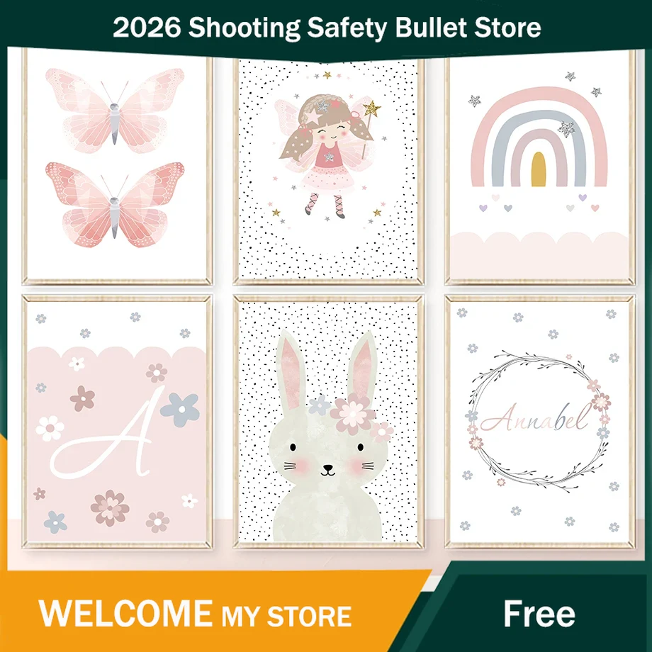 ภาพวาดบนผืนผ้าใบลายกระต่ายสาวน - Baby Nursery Girl Room บทวิจารณ์และราคา