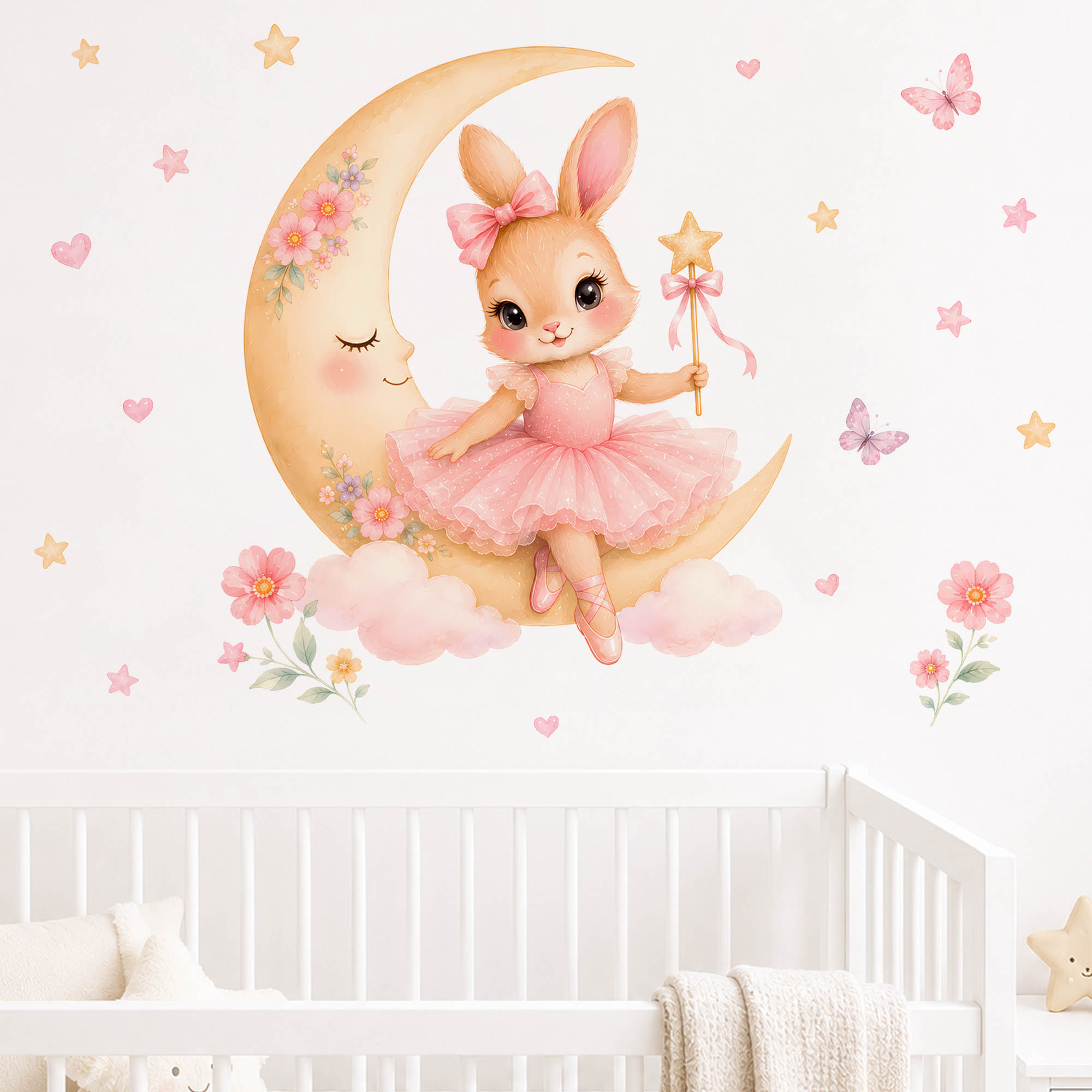 สติ๊กเกอร์ติดผนังลายกระต่ายนัก - Baby Nursery Girl Room บทวิจารณ์และราคา