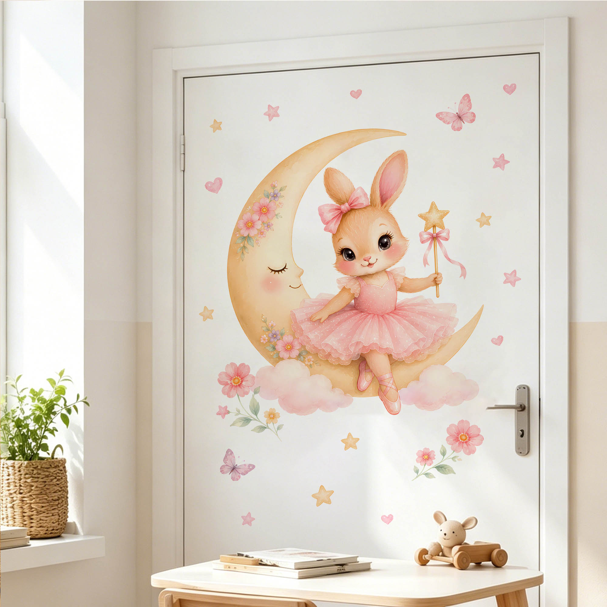 สติ๊กเกอร์ติดผนังลายกระต่ายนัก - Baby Nursery Girl Room บทวิจารณ์และราคา