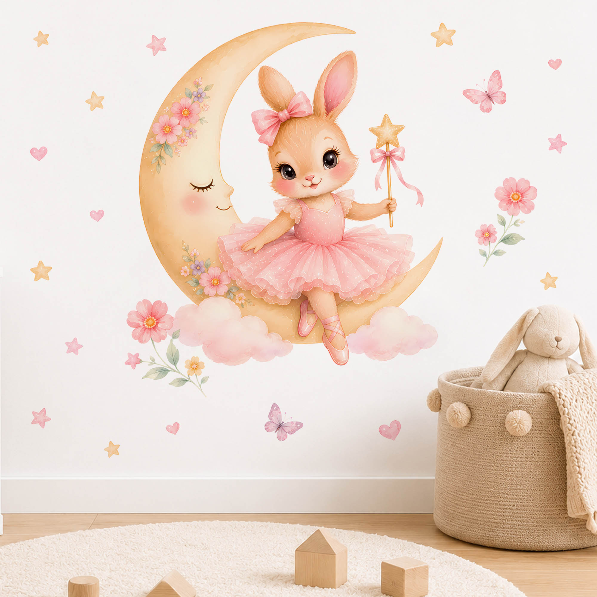 สติ๊กเกอร์ติดผนังลายกระต่ายนัก - Baby Nursery Girl Room บทวิจารณ์และราคา