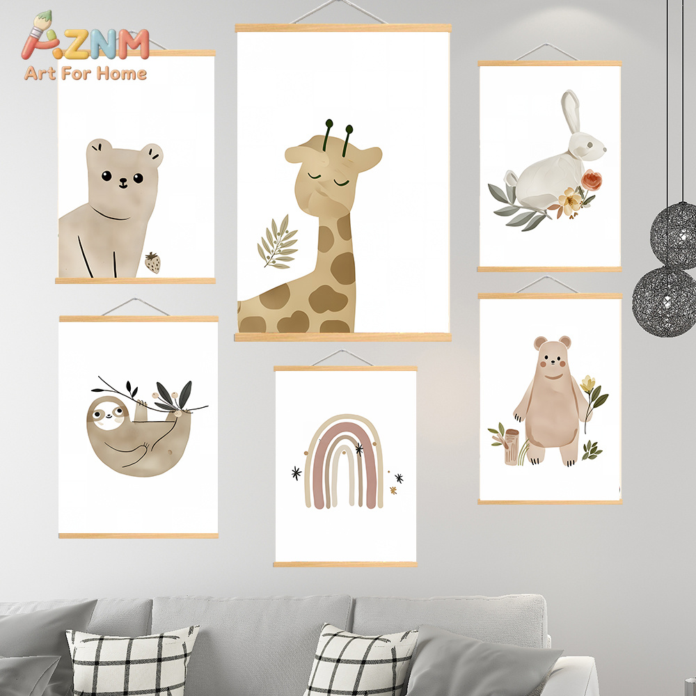 AZNM ภาพพิมพ์บนผ้าใบลายสัตว์สไ - Baby Nursery Neutral บทวิจารณ์และราคา