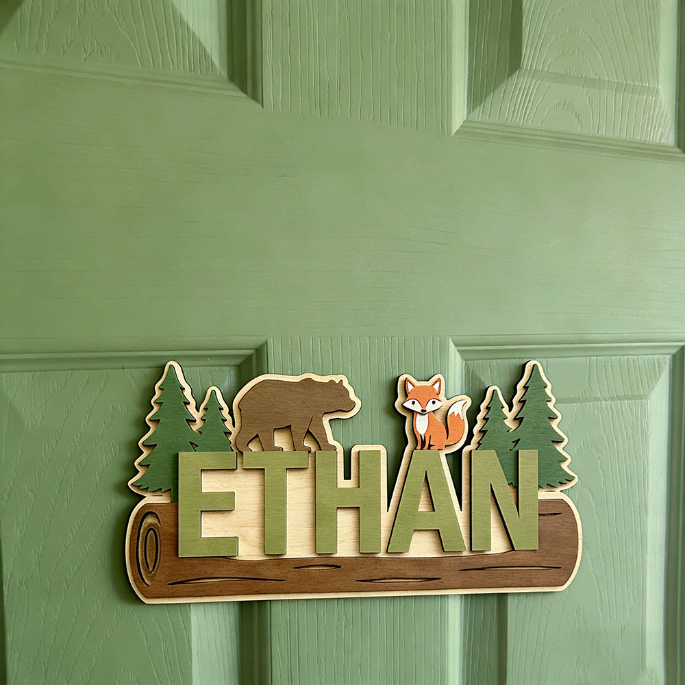 ป้ายไม้สลักชื่อสัตว์ป่า หมี สุ - Animals Baby Nursery บทวิจารณ์และราคา