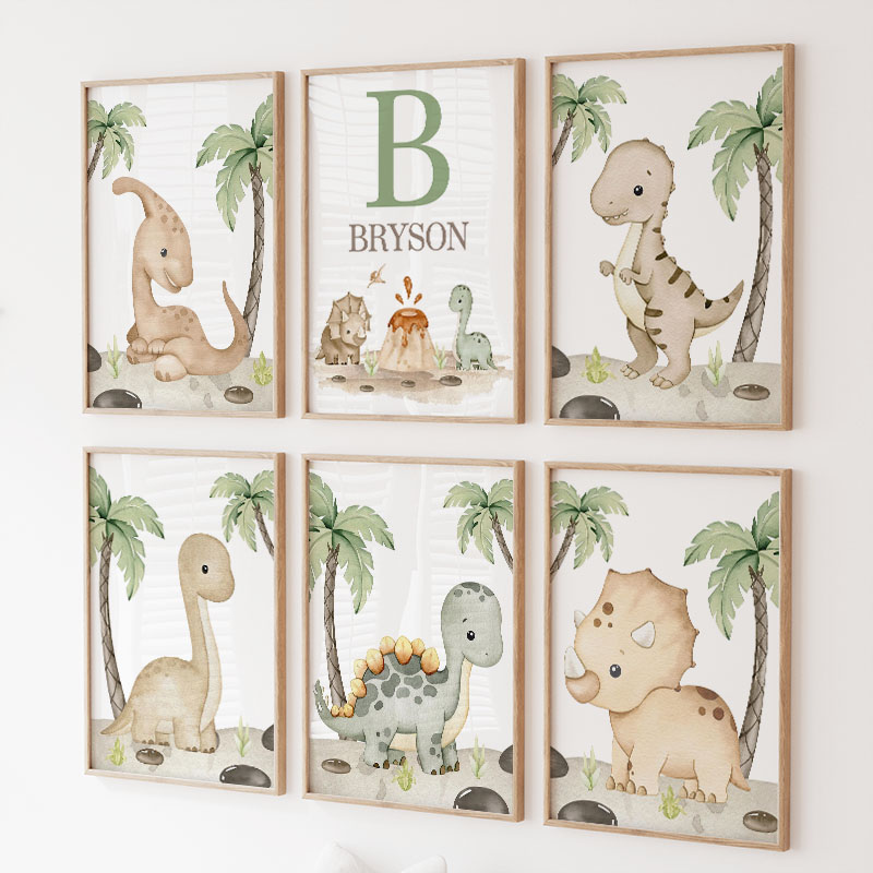 ภาพวาดผ้าใบไดโนเสาร์ 6 แบบ, ลา - Baby Nursery Neutral บทวิจารณ์และราคา