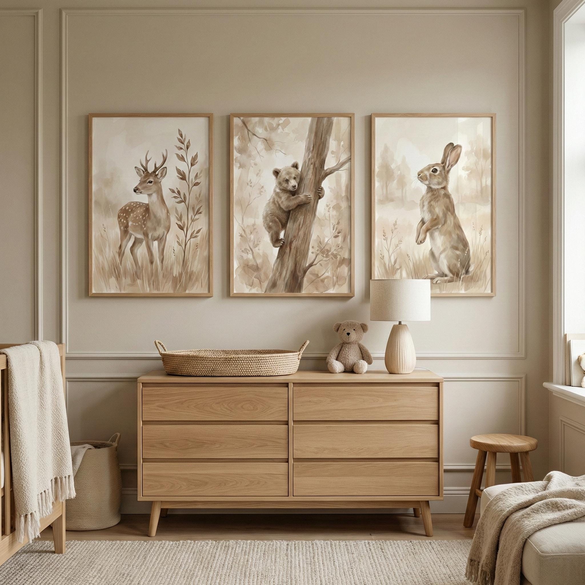 ภาพพิมพ์สัตว์ป่าตกแต่งผนังห้อง - Baby Nursery Neutral บทวิจารณ์และราคา
