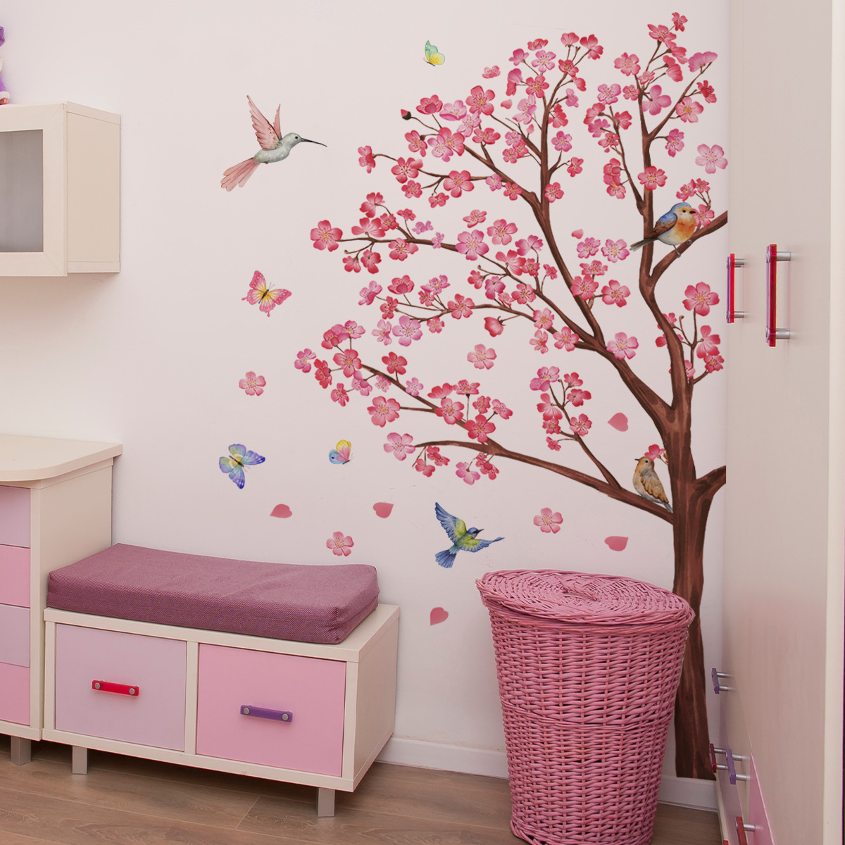 สติ๊กเกอร์ติดผนังลายดอกไม้นกสี - Baby Nursery Plants บทวิจารณ์และราคา