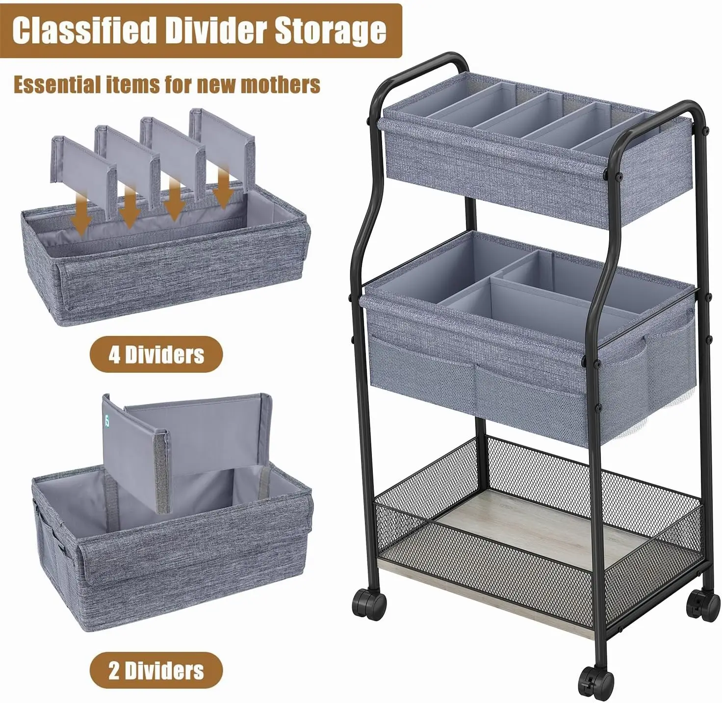 รถเข็นเก็บของอเนกประสงค์ 3 ชั้ - Baby Nursery Utility Cart บทวิจารณ์และราคา