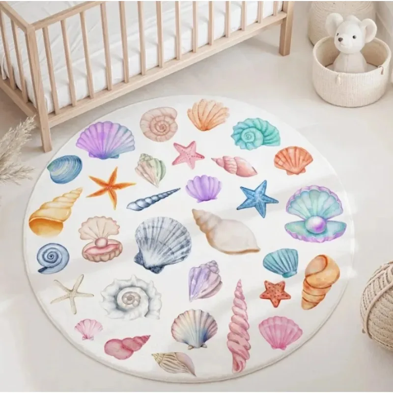 พรมทรงกลมลายสัตว์ทะเลสีน้ำเงิน - Baby Nursery Plants บทวิจารณ์และราคา