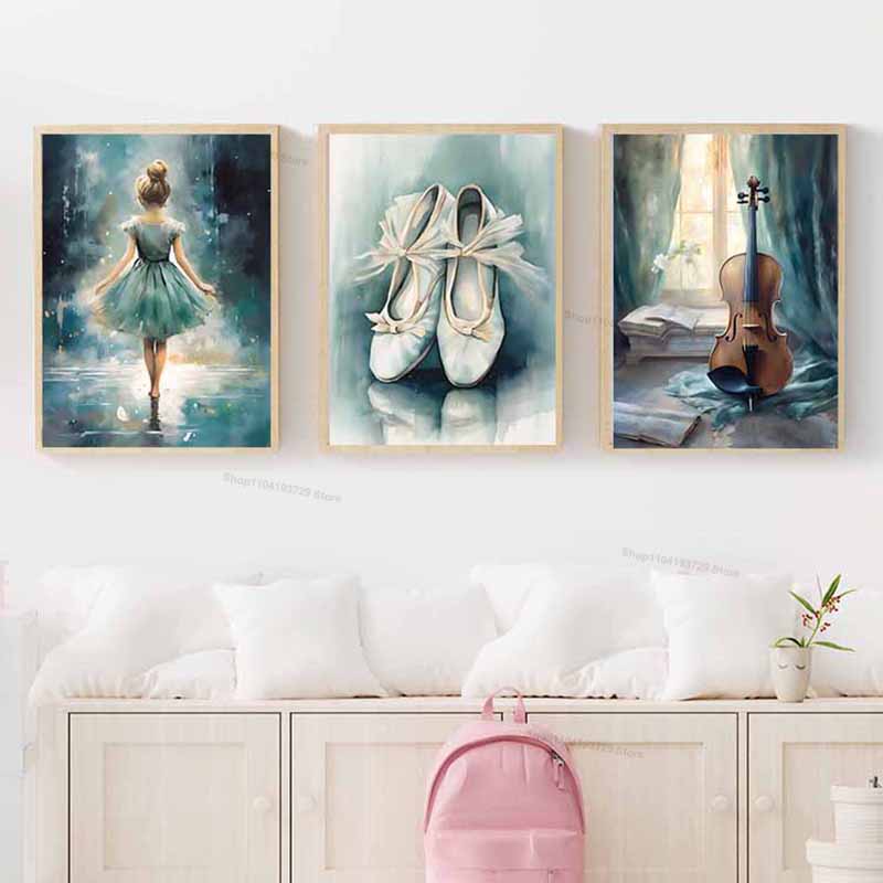 ภาพวาดสีน้ำ บัลเลต์ เด็กผู้หญิ - Baby Nursery Girl Room บทวิจารณ์และราคา