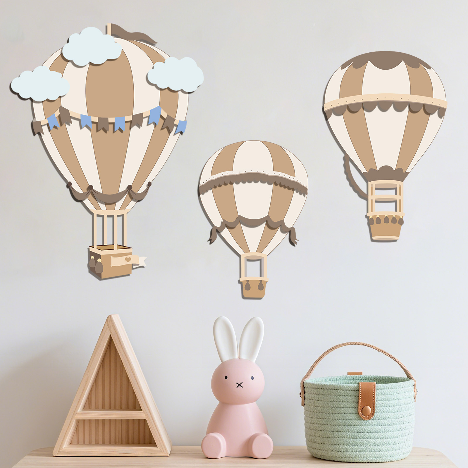 ของตกแต่งผนังไม้รูปบอลลูนลมร้อ - Baby Nursery Neutral บทวิจารณ์และราคา