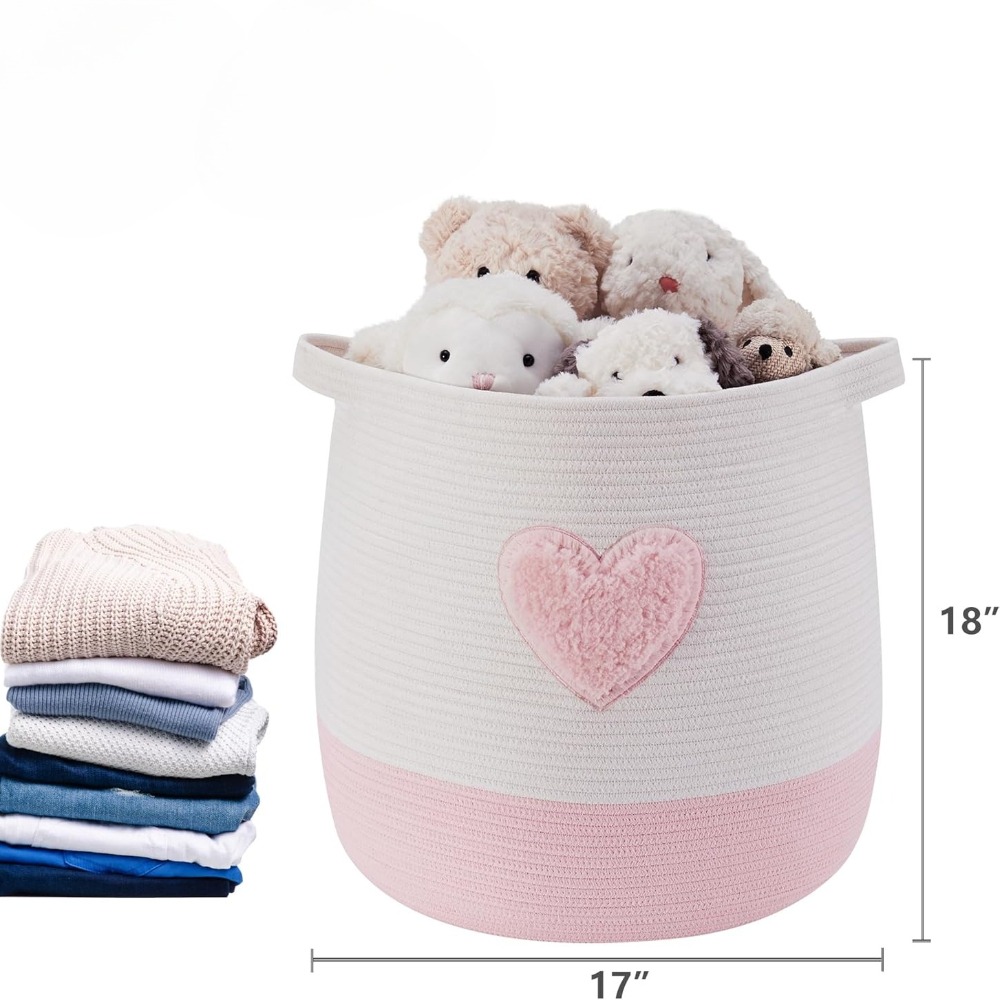 สีชมพูตะกร้าซักผ้า Hamper สําห - Baby Nursery Girl Room บทวิจารณ์และราคา