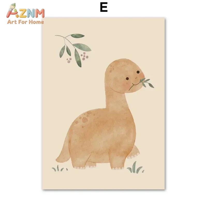 AZNM ภาพวาดสีน้ำไดโนเสาร์บนผ้า - Baby Nursery Neutral บทวิจารณ์และราคา