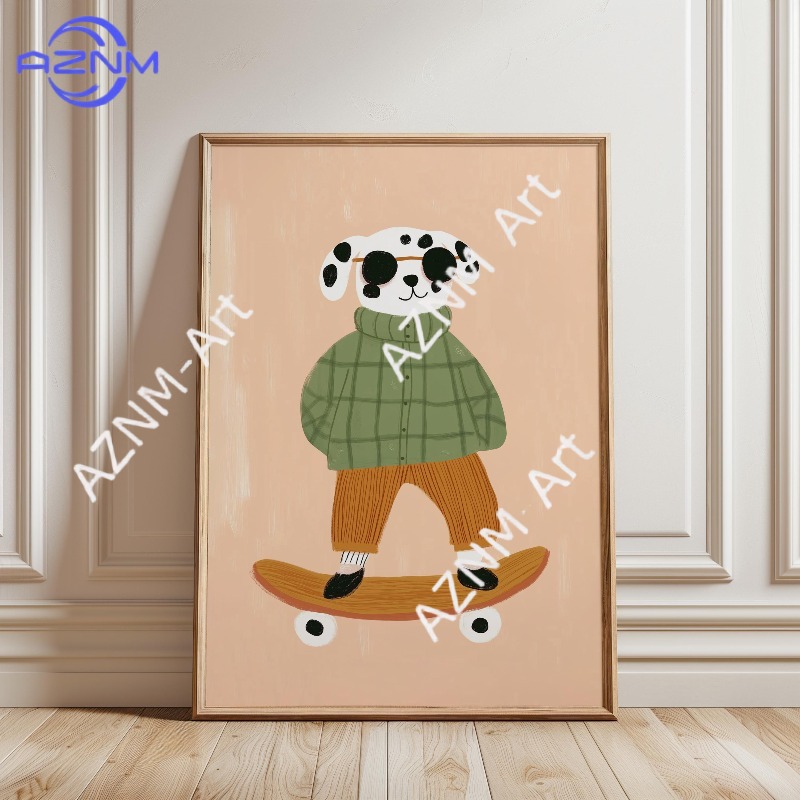 โปสเตอร์สัตว์ตลกเล่นสเก็ตบอร์ด - Animals Baby Nursery บทวิจารณ์และราคา