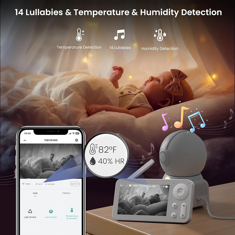 2K Baby Monitor พร้อม 2 กล้องแ - Baby Nursery Mobile บทวิจารณ์และราคา