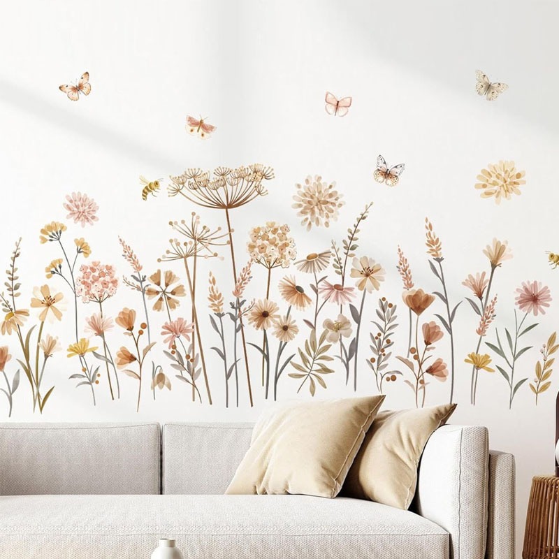 Boho สติกเกอร์กำแพงดอกไม้ดอกแด - Baby Nursery Plants บทวิจารณ์และราคา