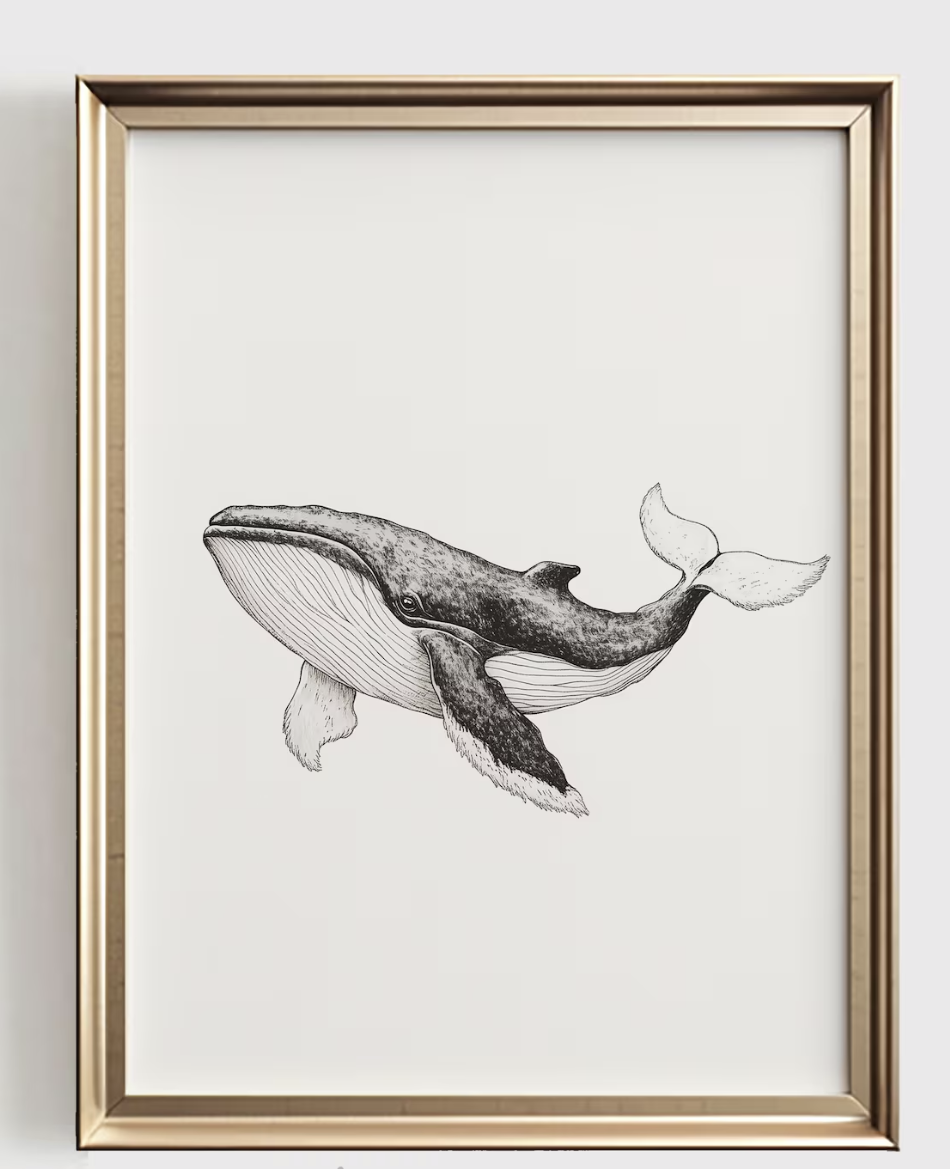ภาพพิมพ์ลายเส้นวาฬ, ของตกแต่งห - Baby Nursery Neutral บทวิจารณ์และราคา