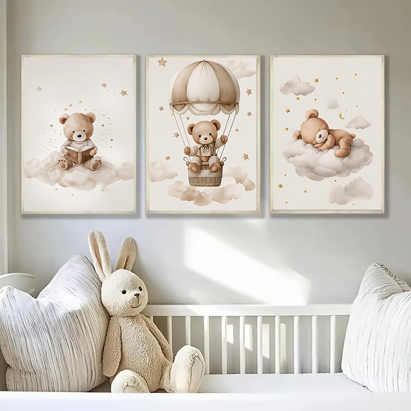 ภาพพิมพ์ผ้าแคนวาสลายหมีเท็ดดี้ - Animals Baby Nursery บทวิจารณ์และราคา