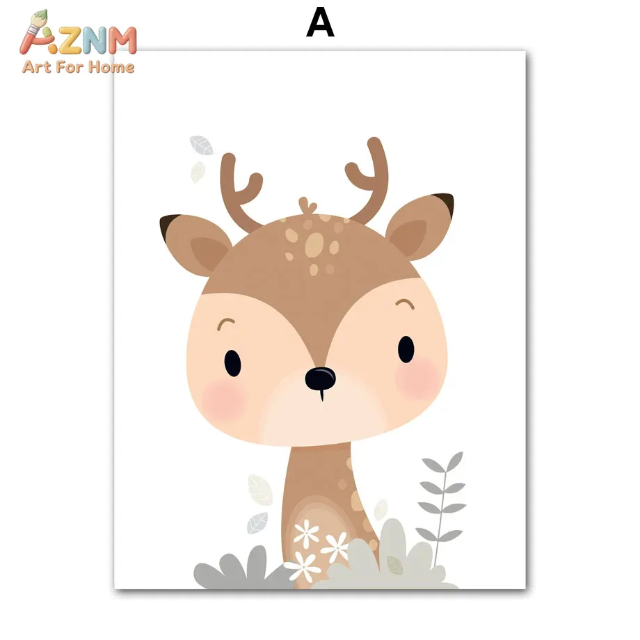AZNM ภาพพิมพ์บนผ้าใบลายสัตว์ป่ - Baby Nursery Plants บทวิจารณ์และราคา